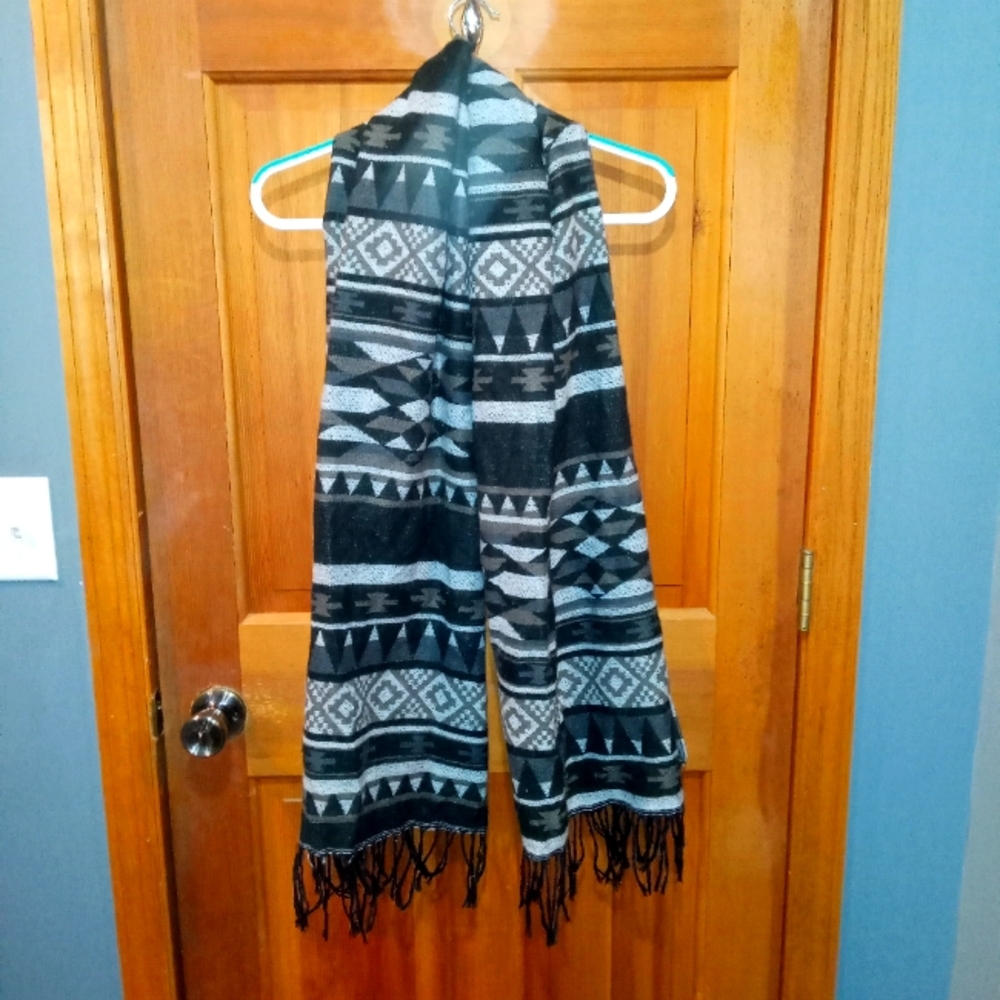 Pashmina black grey scarf